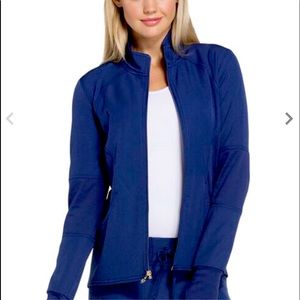 Heart Soul Women's Zip Front Warm-Up Solid Scrub Jacket